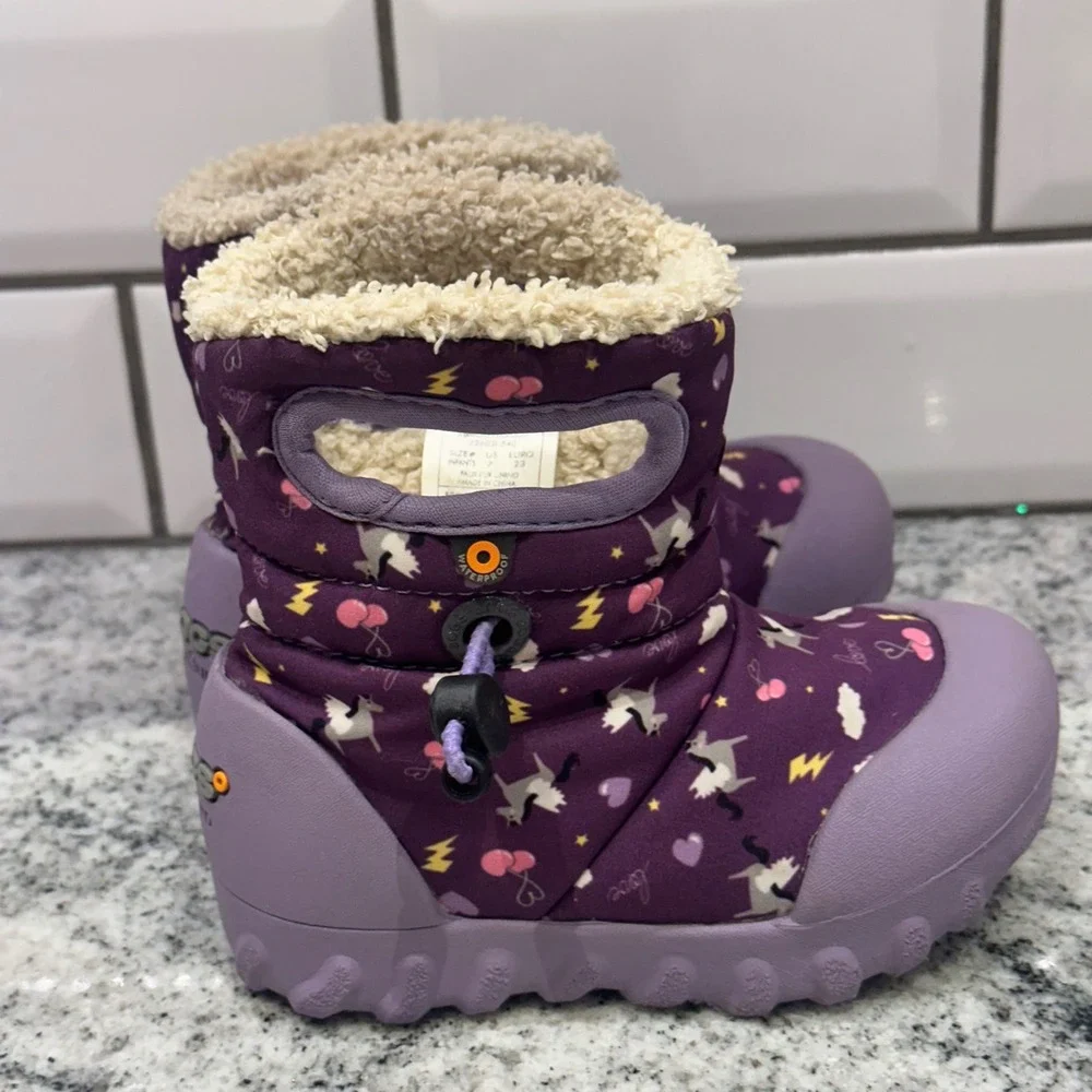 Bogs Kids Infants 7 Unicorn Lightning Cloud Purple Waterproof Winter Boots Snow‎
